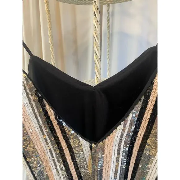 Lucy Paris Dress Sequin Cocktail Concert Mini Multicolor Spaghetti Straps Medium - Picture 6 of 8